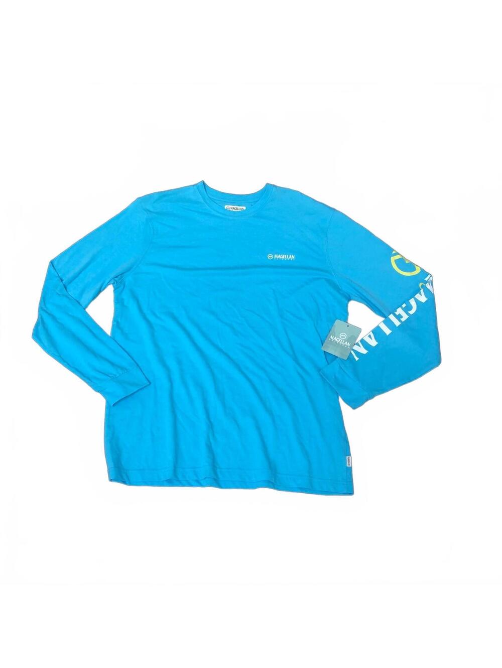 Magellan Outdoors Men's Long Sleeve Grotto Falls Shirt in Aquarius Blue Size L